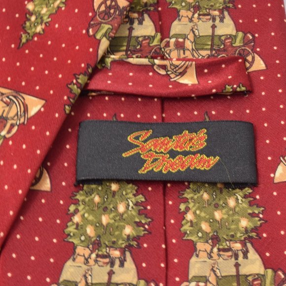 Santas Dream Silk Neck Tie Christmas Tree Gift Holiday Party Career Office Xmas - Picture 6 of 10